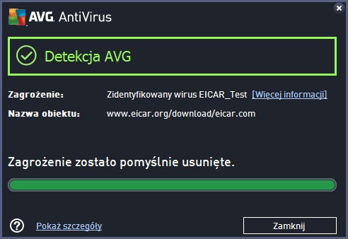 aby wrócić do domyślnego okna głównego AVG (przeglądu sk ładnik ów), użyj strzałki znajdującej się w lewym górnym rogu tego okna 11.5.