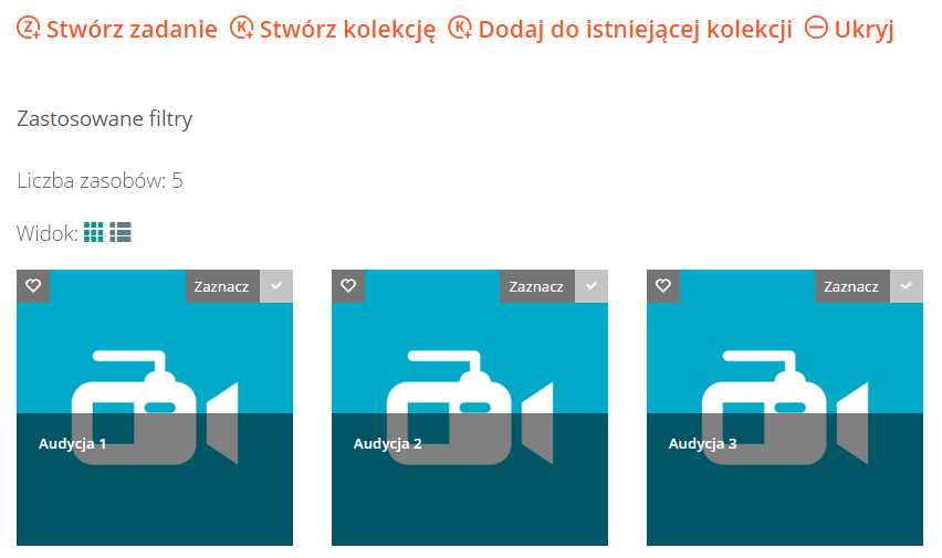 5. Audycje lista opublikowanych nagrań W obrębie zakładki Audycje wyświetlana jest lista wszystkich utworzonych i opublikowanych (publicznych) nagrań w obrębie modułu Telewizja internetowa (w