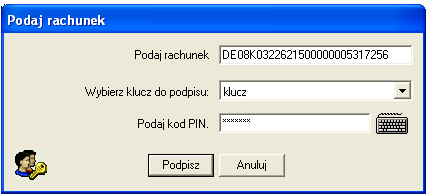 Aby wprowadzić numer rachunku kontrahenta, tak jak w przypadku kontrahentów krajowych, niezbędne jest użycie przycisku Wprowadź numer rachunku.