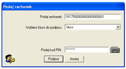 Jeżeli użytkownik posiada odpowiednie uprawnienia, podpisanie rachunku kontrahenta podpisem elektronicznym pozwoli na dodanie ich do Słownika do grupy kontrahentów zaufanych. 11.2.