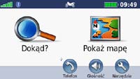 Rozpoczęcie pracy z urządzeniem Wyszukiwanie celu podróży Menu Dokąd?