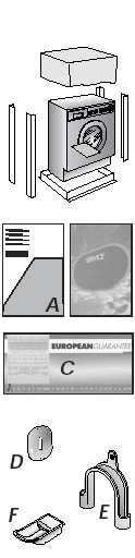 ROZDZIAŁ 1 OGÓLNE INFORMACJE DOTYCZĄCE DOSTAWY Po dostawie należy sprawdzić, czy w skład dostawy pralki wchodzą: A) INSTRUKCJA OBSŁUGI B) ADRESY PUNKTÓW SERWISOWYCH C) GWARANCJA D) ZATYCZKA E)