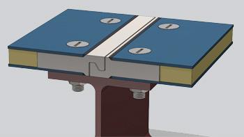 płytę kompozytową typu SPS (sandwich plate system), wykonywaną z prefabrykowanych paneli o szerokości ½ szerokości jezdni, mocowanych do belek za pomocą śrub sprężajacych. Rys. 2.