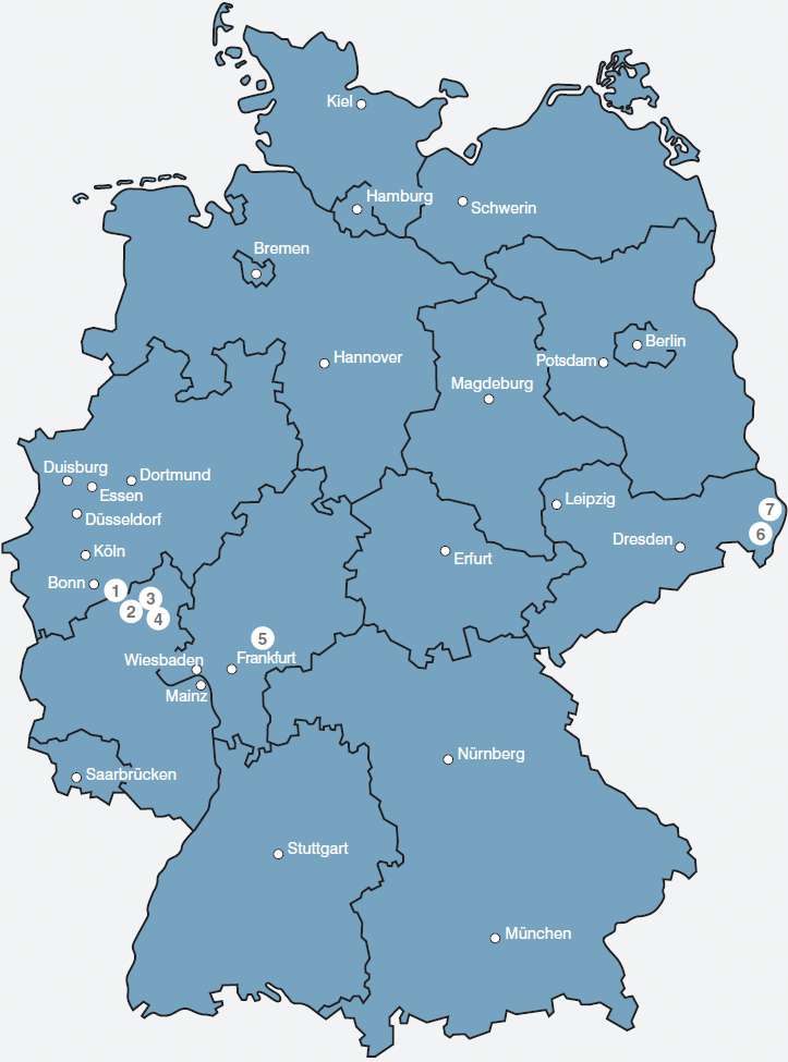 MARKA Kiel Hamburg Schwerin Bremen Hannover Magdeburg Potsdam Berlin Duisburg Dortmund Essen Düsseldorf Köln Erfurt Leipzig 7 Dresden 6 KOMFORTOWE OBUWIE MADE IN GERMANY A DISPOSITION Mainz 5