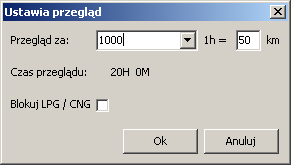 Aby ustawić czas przeglądu instalacji należy nacisnąć przycisk o sterowniku. Po naciśnięciu przycisku pokaże się okno (Rysunek 16): w oknie informacja Rysunek 16 Widok okna Ustawianie czasu przeglądu.