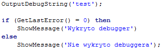 przyjmuje ono wartość zero, jednak jeśli aplikacja została uruchomiona w trybie debuggowania to pole ForceFlag zawiera liczbę różną od zera.