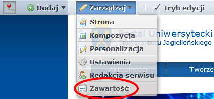 Ustawienia Redakcja serwisu umożliwia zarządzanie członkostwami w witrynach. Zawartość umożliwia szereg przydatnych opcji, tj.