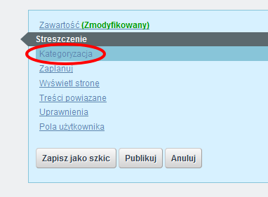 W polu Podsumowanie wpisujemy podsumowanie komunikatu. Jeżeli chcemy, by przy komunikacie wyświetlała się miniaturka, zaznaczamy checkbox Użyj miniaturki.