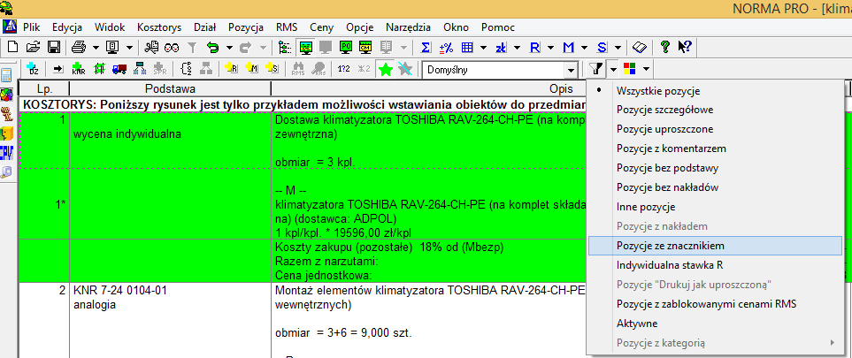 Norma PRO 4.36 - październik 2011: Program główny: 1. Wycena kosztorysu na podstawie innego kosztorysu: dodano wyszukiwanie nakładów wg nazw.