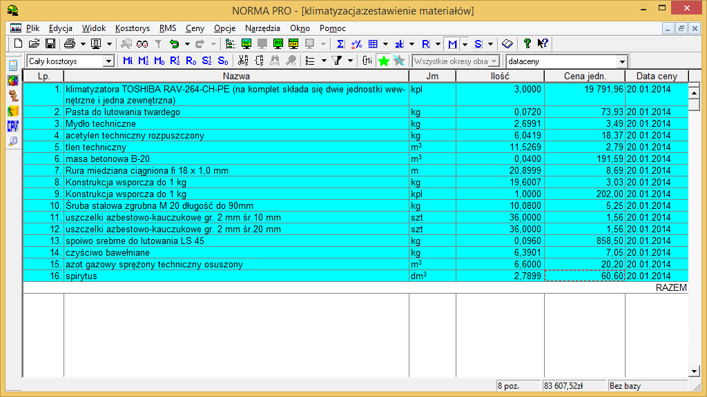 Norma PRO 4.33 - styczeń 2011: Program główny: 1. Dodano import przedmiarów zapisanych w formacie PDF. Import nie jest dostępny na systemach Windows 98 i Windows Me.