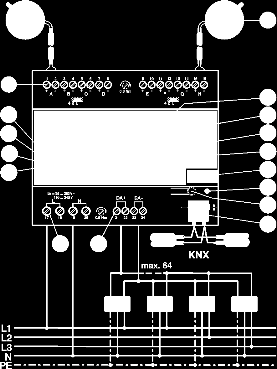 ABB i-bus KNX Technologia urządzenia 2.1.2 Schemat połączeń DLR/S 8.16.