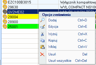 Szary referencje dodane do zestawienia przez funkcję wstaw (menu - > Wstawianie) śółty referencja edytowana i zmieniona przez uŝytkownika Zielony referencja dodana z poziomu wyszukiwarki