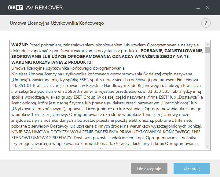 3.1.1 ESET AV Remover Narzędzie ESET AV Remover ułatwia usuwanie niemal wszystkich programów antywirusowych, które były wcześniej zainstalowane w systemie.