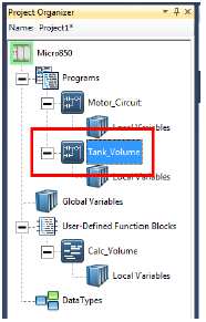 20. Następnie, stwórz nowy schemat drabinkowy o nazwie Tank_Volume. 21.