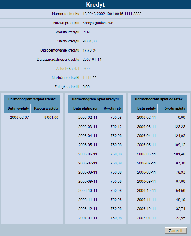 ROZDZIAŁ 4 KREDYTY W opcji tej Użytkownik ma możliwość przeglądania zawartych umów kredytowych.