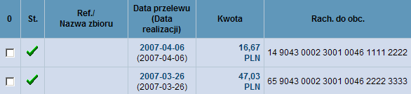 DATA REALIZACJI PRZELEWU W opcji Przelewy - na liście przelewów oraz na raportach z przelewów dla przelewów zrealizowanych istnieje możliwość