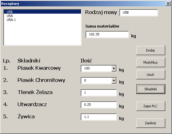 Rys. 10 Ekran do wprowadzania listy zamówień ig.