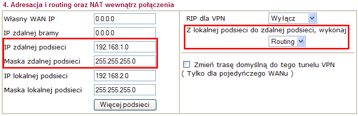 przykładu: w przykładzie Zdalna podsieć: 192.