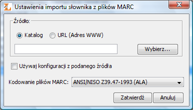 Importowanie grup wartości z plików MARC Rysunek A.2. Import słownika - grupy wartości Aby wskazać nowe pliki konfiguracyjne rozszerzenia należy wyświetlić jego konfigurację (Rysunek A.3.