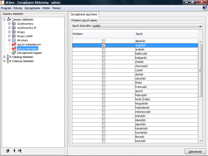 Zarządzanie biblioteką Rysunek 4.26. Zarządzanie językami 4.3. Zaawansowane zarządzanie prawami 4.3.1.