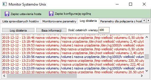 Przykładową wiadomość e-mail dla kontroli w systemie Unix prezentuje poniższy ekran: Log z działania serwisu dla systemów Unix zapisywany jest w podkatalogu logi w pliku: log_monitor_u.