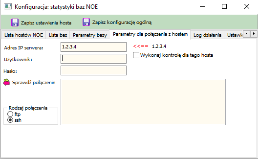 Wybranie parametry bazy spowoduje przejście do kolejnej zakładki: W zakładce możliwe jest automatyczne wpisanie wszystkich ekstendów dla wybranej bazy. 4.