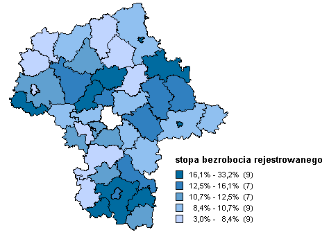 Bierni zawodowo i bezrobotni w woj.