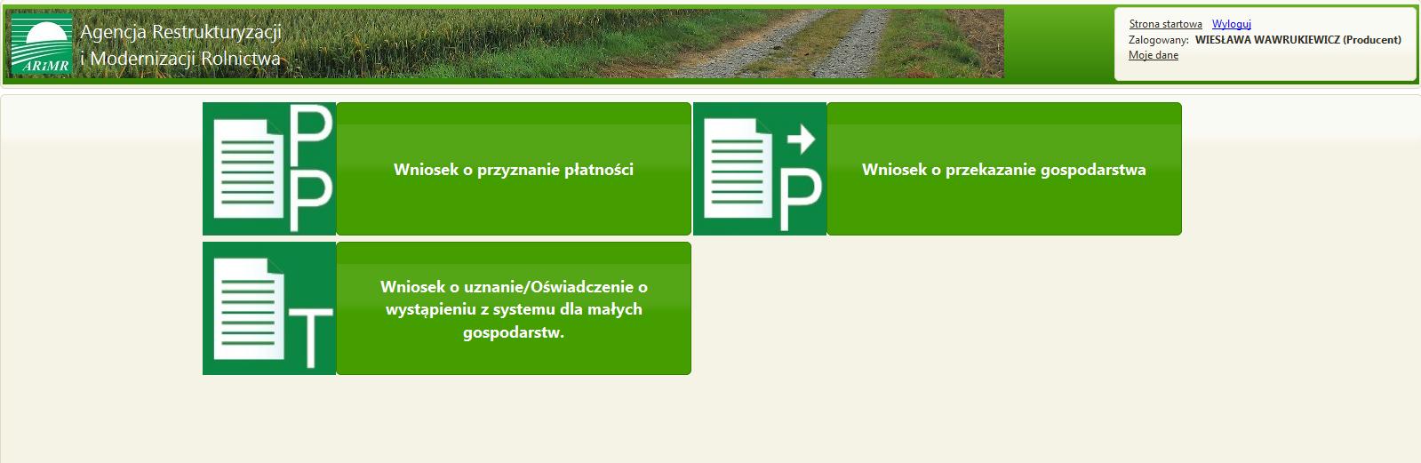 Wniosek może być w stanie: Roboczy wniosek, który został utworzony i zapisany Wysłany do ARiMR wniosek zatwierdzony przez rolnika, dla którego nie został jeszcze wygenerowany dokument Potwierdzenie