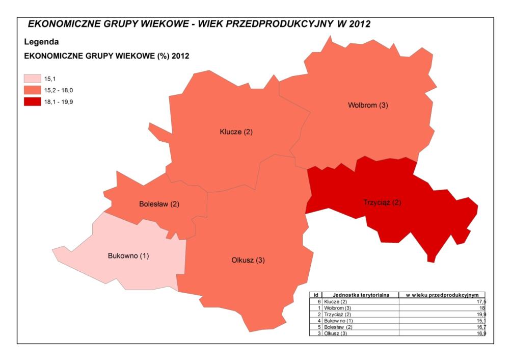 W gminach Bolesław i Olkusz wartości były bliskie 16% i miały tendencje obniżającą się. Wykres 6.