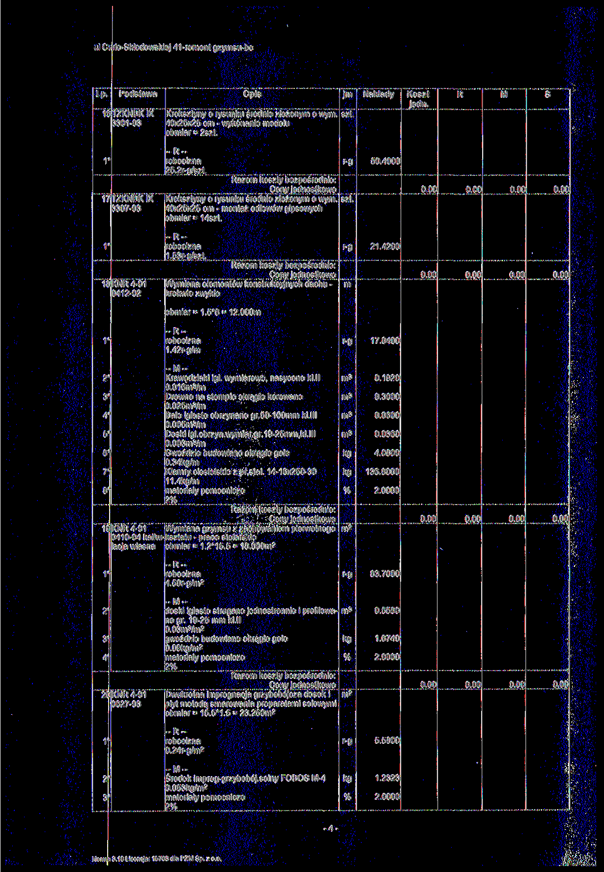 ul Cuie-Skłodowkiej 41-eont gzyu-bc Podtawa 16 TZKNBK IX 3301-03 Opi Kokztyny o yunku śednio złożony o wy. 40x25x25 c - wykonanie odelu obia = 2zt. zt. Kozt --- 25.2/zt.