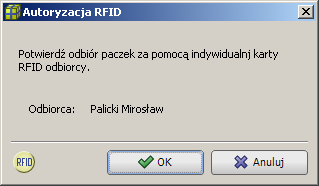 5.4. Wydanie. Wydanie paczki z recepcji dla odbiorcy odbywa się w oknie dostępnym po wybraniu funkcji Wydanie z menu głównego lub ikony na górnej belce okna głównego: Okno Wydanie paczek z recepcji.