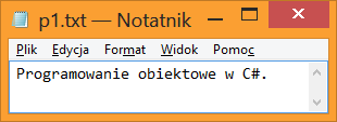 try 2. Programowanie obiektowe w C# 109 zrodlo = new FileStream(nazwaZrodla, FileMode.Open); cel = new FileStream(nazwaCelu, FileMode.Create); int i = zrodlo.readbyte(); while (i!= -1) cel.