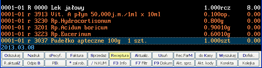 Sprzedaż leku robionego w programie aptecznym III. Złożenie leku recepturowego bezpośrednio podczas sprzedaży.