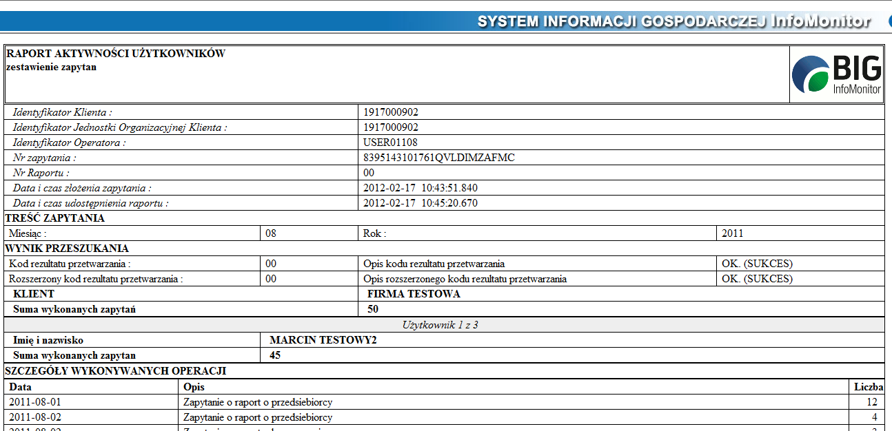 Po zaznaczeniu danych, należy użyć opcji Wyślij do BIG InfoMonitor.