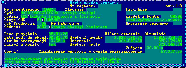 Funkcje systemu ST Zarządzanie procesami związanymi z finansową obsługą środków trwałych ewidencja środków trwałych (kartoteki) naliczanie amortyzacji wg zadanych stawek rejestracja umorzeń plan