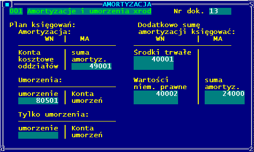 Zmiana stanu ST przyjęcie (OT) dowartościowanie konto środka (GUS) konto definiowane (zwykle 8) likwidacja całkowita likwidacja częściowa konto umorzenia (GUS) konto środka (GUS) 7: wartość