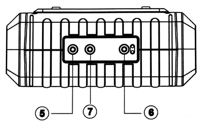 4. Objaśnienie budowy panelu górnego i tylnego Rys. 1 Panel górny przyrządu Rys. 2 Panel tylny przyrządu 1. Wyświetlacz LCD, 2. Przyciski funkcyjne F1, F2, F3, F4 3. Przycisk rozpoczęcia pomiaru, 4.