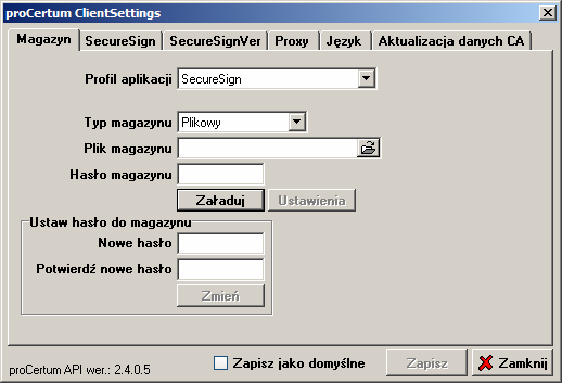 1. Konfiguracja aplikacji Dla zapewnienia poprawnego działania aplikacji procertum SecureSign należy przed rozpoczęciem procesu składania podpisu odpowiednio zdefiniować parametry pracy aplikacji.
