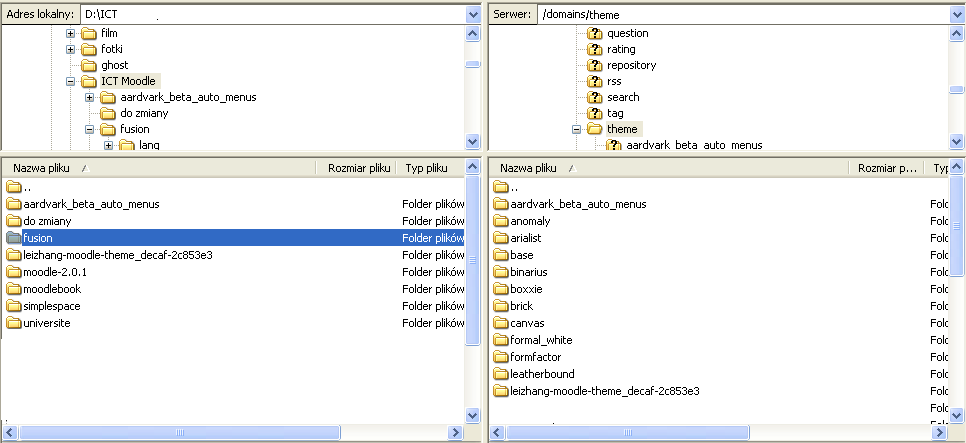 Instalacja kompozycji graficznych na platformie Moodle 1. Połącz się z serwerem FTP (np.