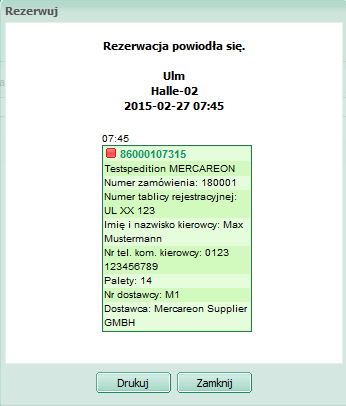 5.2.1. Rezerwacja okna czasowego Aby zarezerwować okno czasowe, postępuj następująco: Kliknij w wymagane okno czasowe w przeglądzie. (np.: ). Otworzy się okno rezerwacji.