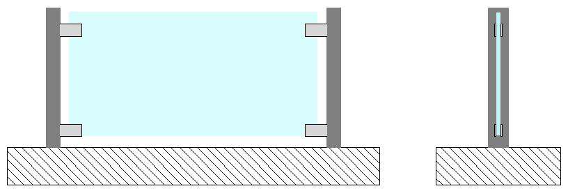 wymiar : 2400 x 900mm grubość : 20,5 szkło bazowe : 2 x SGG Securit Szklane wypełnienia balustrad Szklane wypełnienia balustrad bez pochwytu maksymalny wymiar : 4800 x 1410mm grubość : 24,5 mm szkło