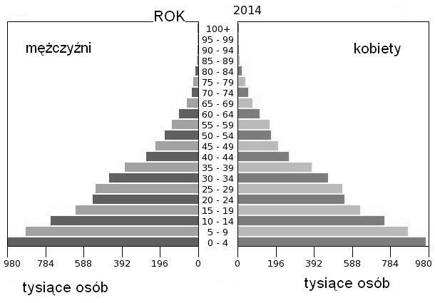 Zadanie 19. Do piramidy wieku przyporządkuj odpowiednie państwo spośród podanych poniżej: Rwanda Zjednoczone Emiraty Arabskie Dania A. B. C. Państwo: Państwo: Państwo: Źródło: www.census.