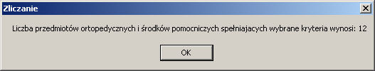 Rysunek 394 Lista przedmiotów ortopedycznych i środków pomocniczych Po zaznaczeniu określonego środka z listy i uŝyciu przycisku szczegółowe informacje o wybranej pozycji.