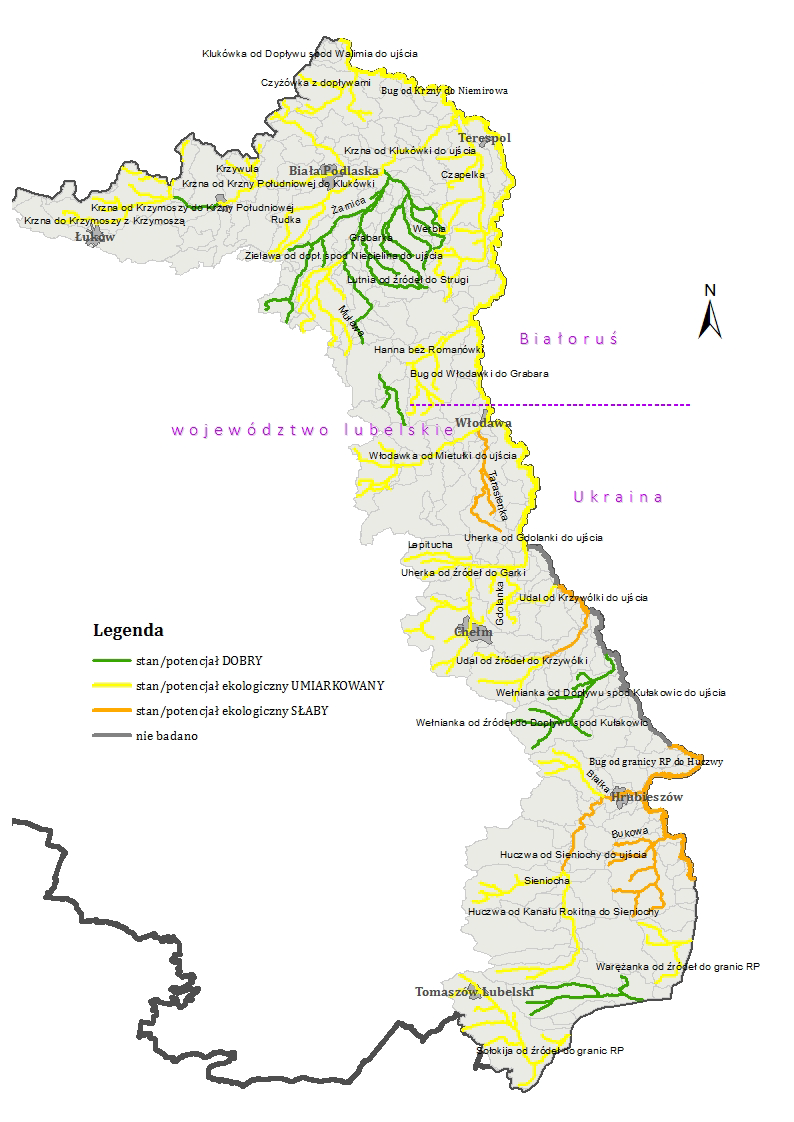 ZAŁĄCZNIK NR 8 Ocena stanu ekologicznego jcwp w zlewni rzeki Bug w latach 2012 2014 Stan/potencjał