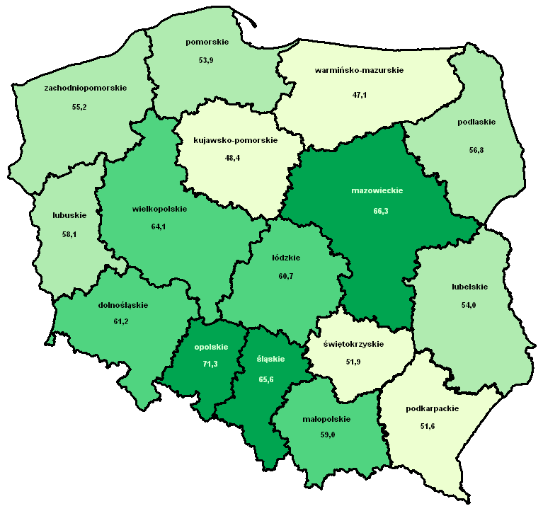 62 ANALYTICAL COMMENTARY Upowszechnianie wychowania przedszkolnego dzieci w wieku 3-4 lat według województw w roku szkolnym 2012/2013 W grupach zerowych w przedszkolach oraz w klasach zerowych w