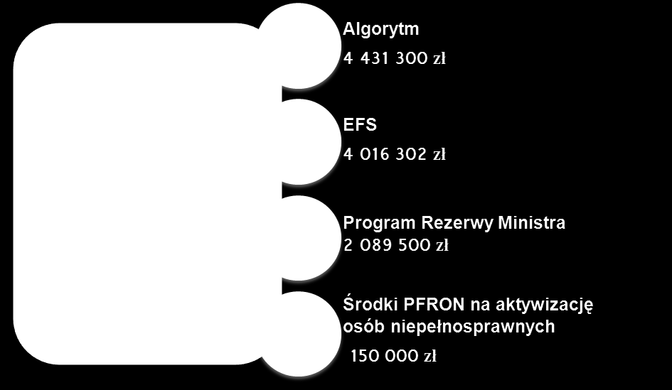 5.7. PODSUMOWANIE Zgodnie z decyzją finansową w roku 2013 Powiatowy Urząd Pracy w Chrzanowie pozyskał środki finansowe na łączną kwotę: 10.687.102,00 zł, która dała możliwość zaktywizowania 1.