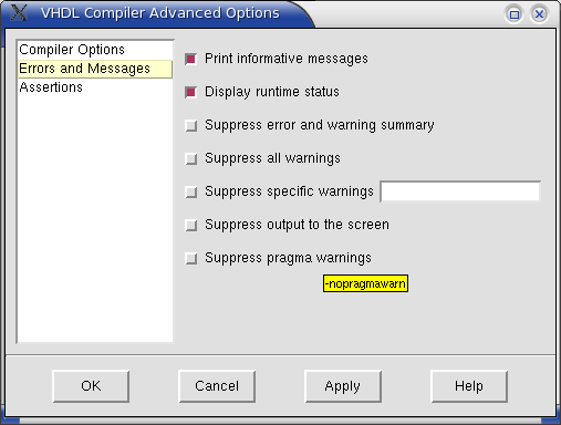 NC-Launch opcje kompilatora VHDL (Menu tools -> VHDL Compiler) Zaznacz opcję Update if needed do automatycznej rekompilacji i reelaboracji pliku źródłowego po wprowadzeniu do niego zmian Zaznacz