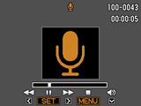 Możesz użyć [8] (DISP) podczas nagrania dźwiękowego, aby włączać lub wyłączać ekran monitora.