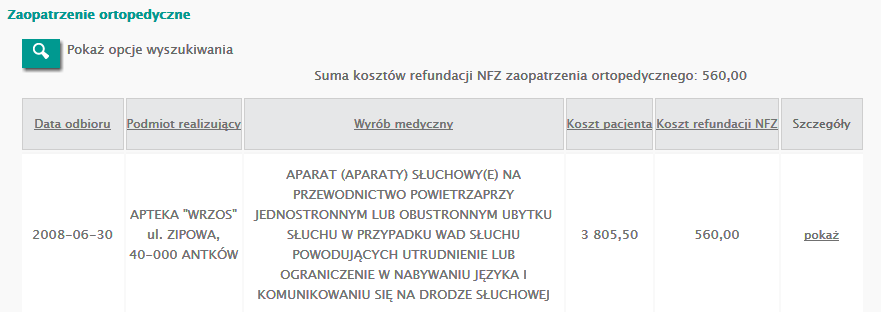 Uwaga! Dane wyświetlane w systemie są zgodnie z danymi przekazanymi przez świadczeniodawców do NFZ.