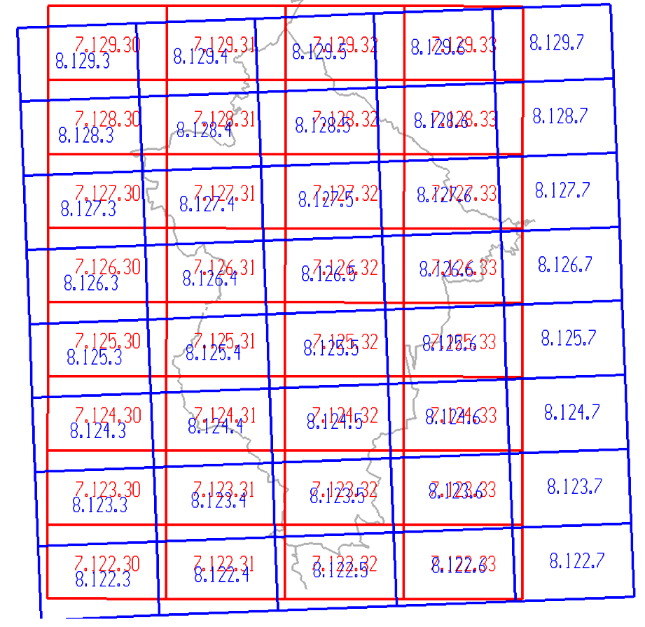 Zasada tworzenia współrzędnych: x2000 = mo * xgk ; y2000 = mo * ygk + 500000 + c*1000000; mo= 0.